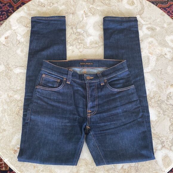 Nudie Grim Tim Dry Open Navy Comfort Stretch Jeans - Picture 4 of 14